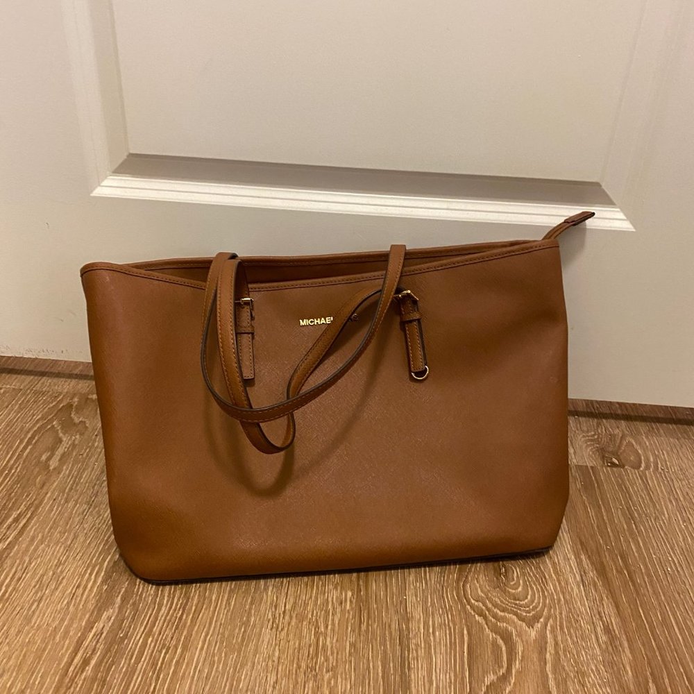 Michael Kors Tan Jet Set Laptop Shoulder Bag